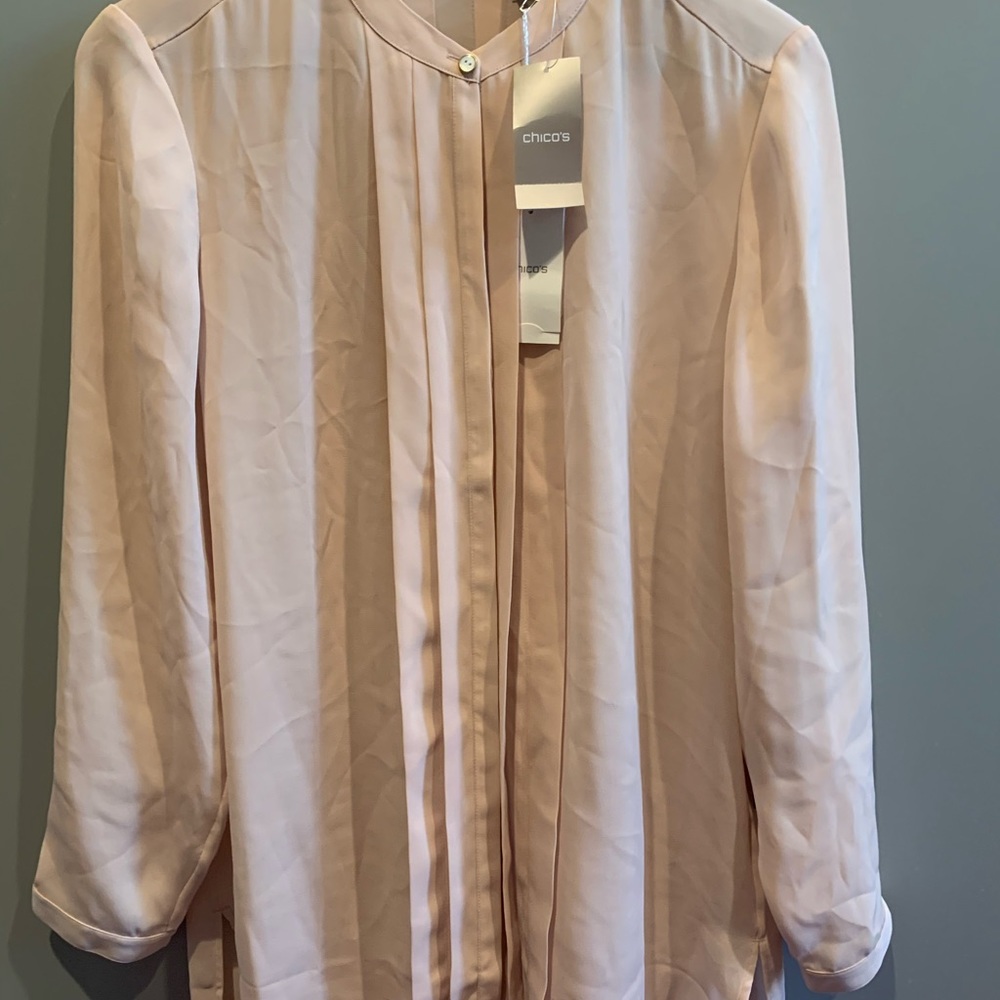 NWT Chico’s Black Label Silky Pleated Blouse - 1